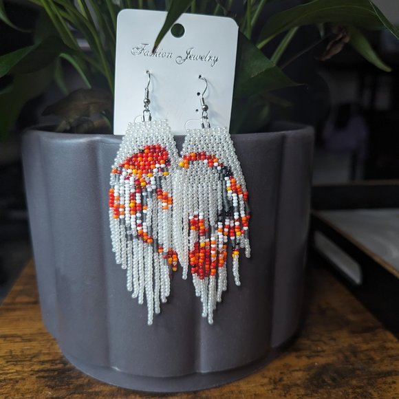 Beaded Koi Curtain Earrings | Bohemian, Indie, Grunge - Picture 1 of 2